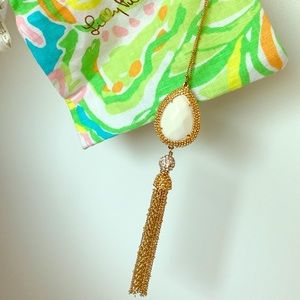 Lilly Pulitzer gold and white tassel necklace